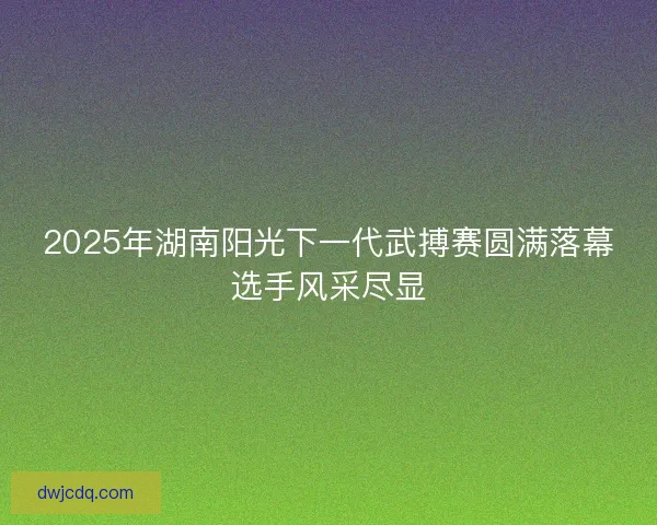 2025年湖南阳光下一代武搏赛圆满落幕选手风采尽显