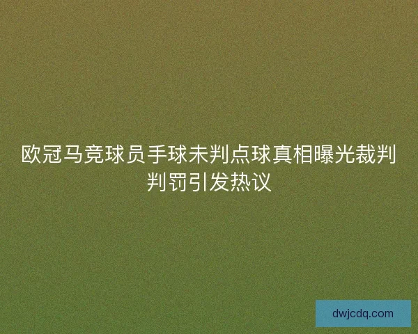 欧冠马竞球员手球未判点球真相曝光裁判判罚引发热议