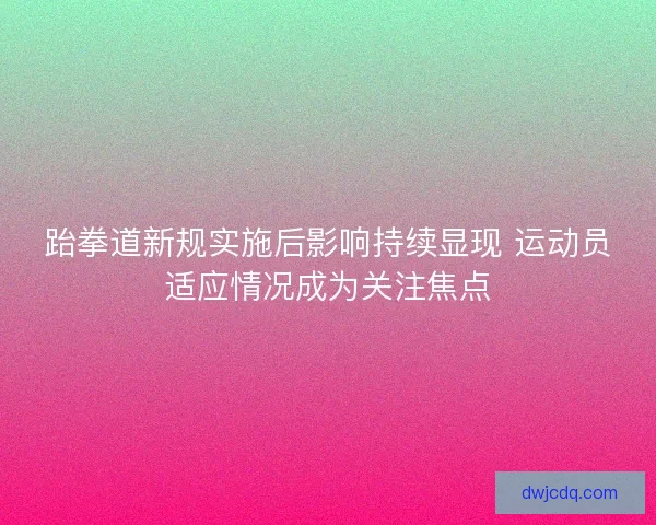 跆拳道新规实施后影响持续显现 运动员适应情况成为关注焦点